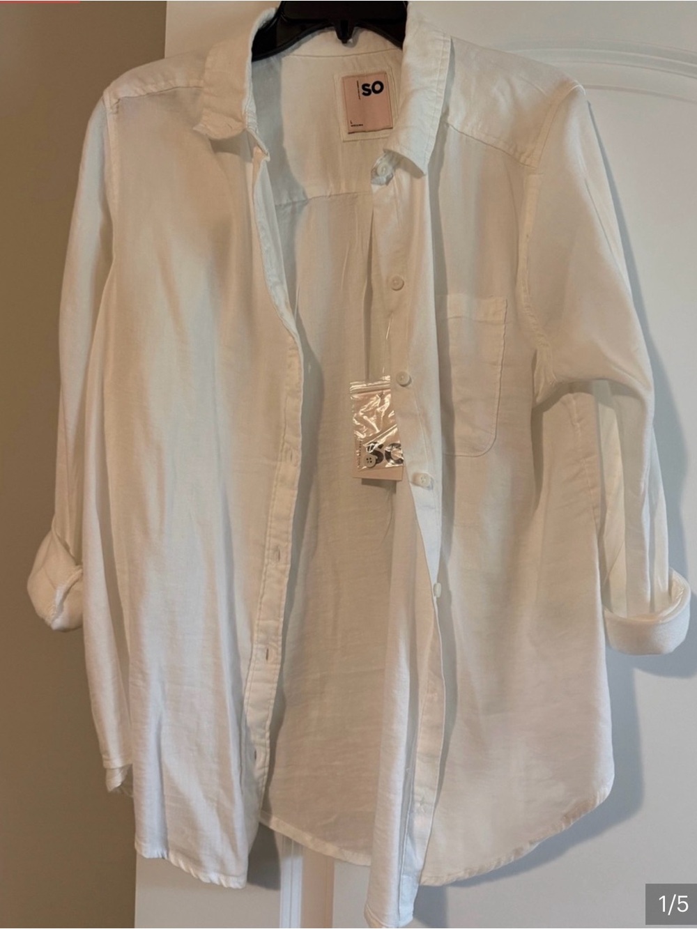 SO women’s White Casual Button-Down Shirt with Chest Pocket